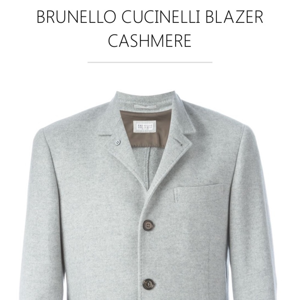 Brunello Cucinelli Cashmere Blazer Light Gray